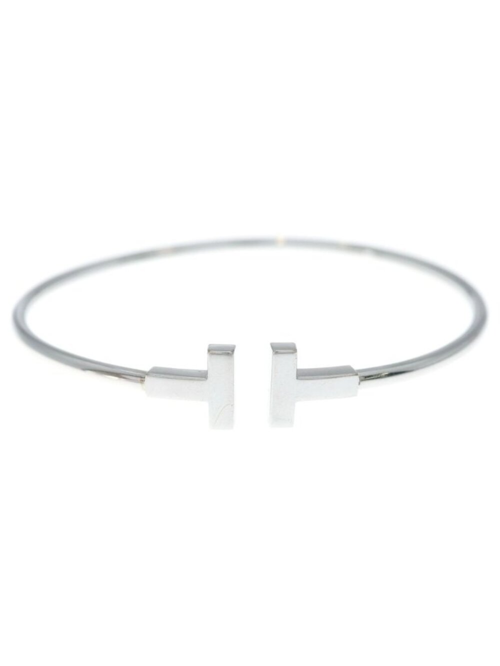 Tiffany & Co T Wire Bangle Bracelet White Gold